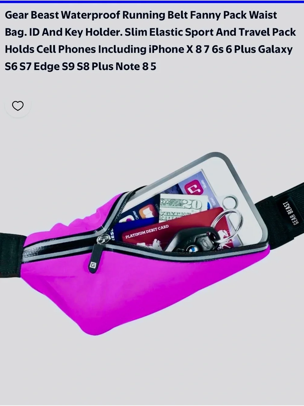 EUC Waterproof Running Belt Fanny Pack — Vibrant Magenta Color